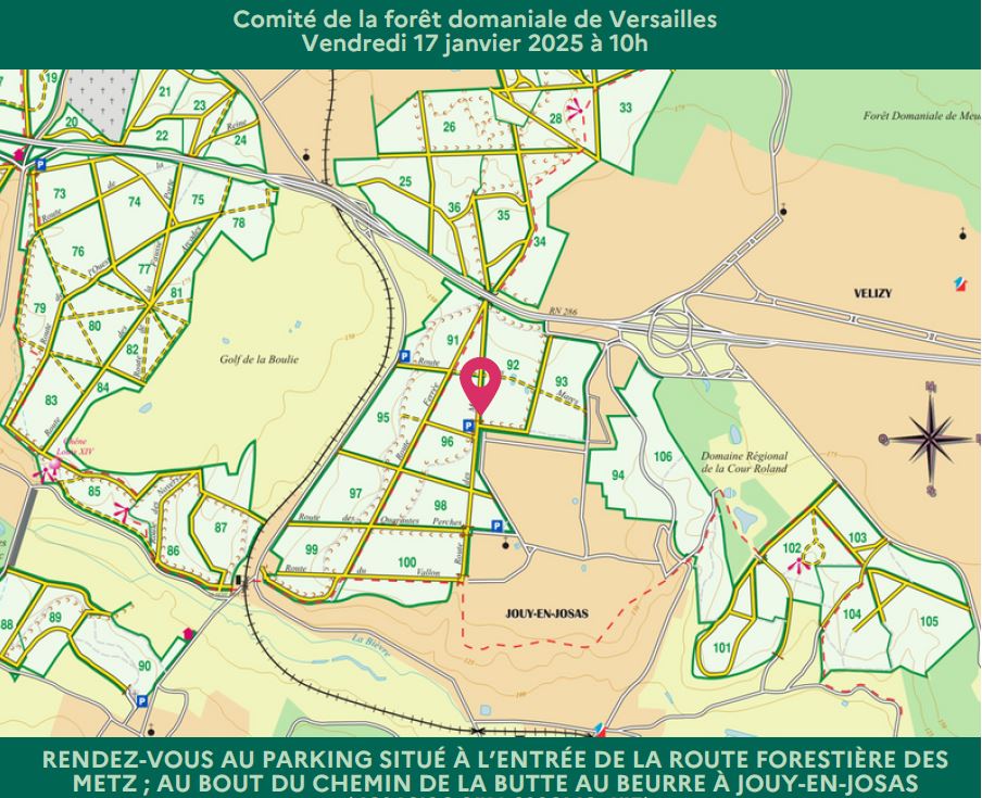 Carte du RdV avec le Comité de la forêt domaniale de Versailles